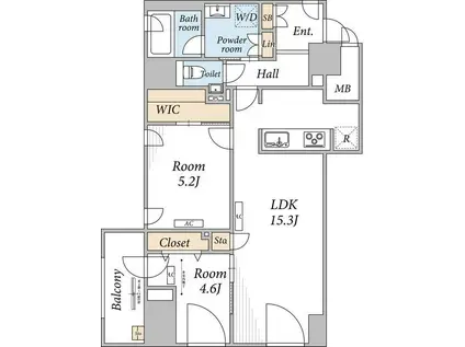 ザ・メイフェア(2LDK/4階)の間取り写真