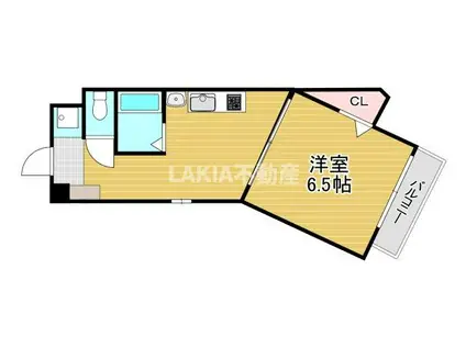 メビウスハウス(1K/2階)の間取り写真