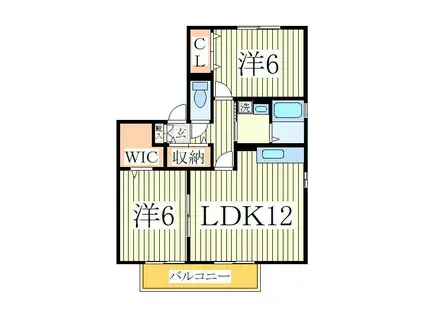 リシアンサスガーデンD棟(2LDK/1階)の間取り写真
