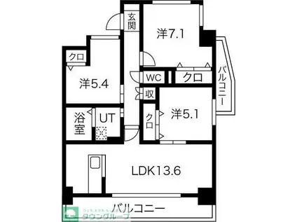 プログレッソ花の木(3LDK/4階)の間取り写真