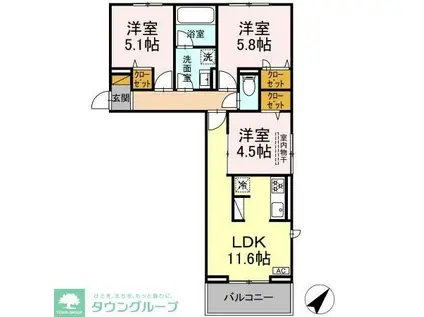ハイクレスト(3LDK/3階)の間取り写真