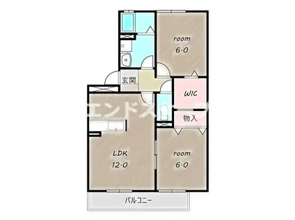 サンビレッジ高崎B(2LDK/3階)の間取り写真