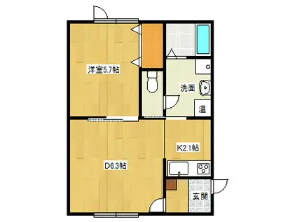 クレスト(1DK/1階)の間取り写真