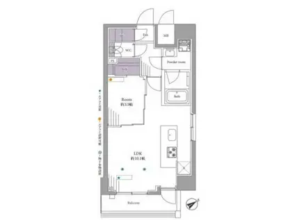 LOG上野駅前(1LDK/12階)の間取り写真