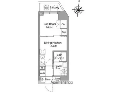 コンフォリア・リヴ木場イーストI(1DK/8階)の間取り写真