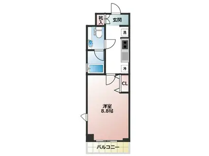 シティーコート府中(1K/1階)の間取り写真