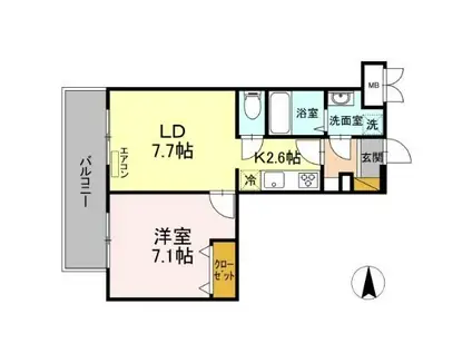 LIGHT HOUSE(1LDK/2階)の間取り写真