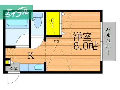 津島東コーポ(1K/2階)の間取り写真