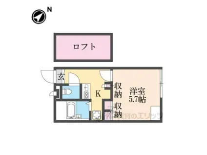 レオパレス道意1号(1K/2階)の間取り写真