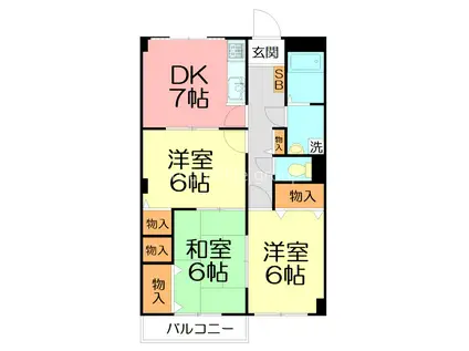 ヤマタケハウス(3DK/2階)の間取り写真
