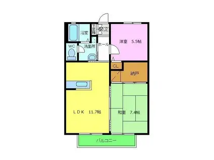 シャトレ・グランメール(2LDK/2階)の間取り写真