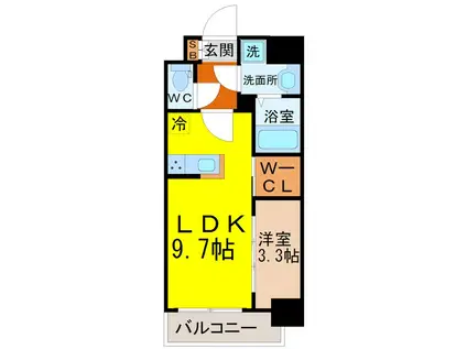 ハーモニーレジデンス名古屋今池(1LDK/10階)の間取り写真