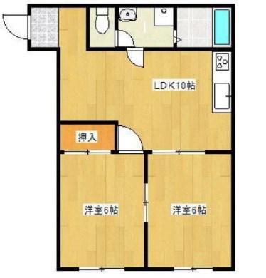 カトレアコーポ(2LDK/2階)の間取り写真