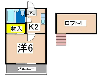 ベイサイドミヨシ シバ(1K/2階)の間取り写真