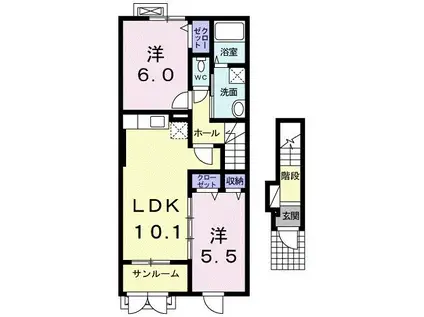 MSヴィレッジII(2LDK/2階)の間取り写真