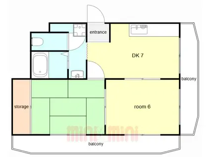メインリバー垂水(2DK/4階)の間取り写真