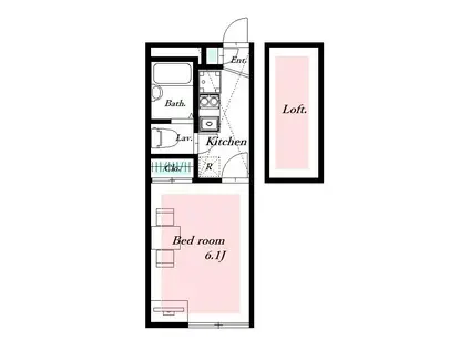 レオパレス翼(1K/2階)の間取り写真