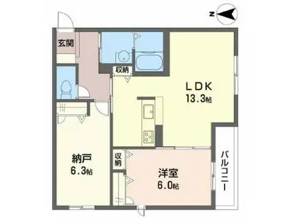 ヌ-ベル上之島A(2LDK/2階)の間取り写真