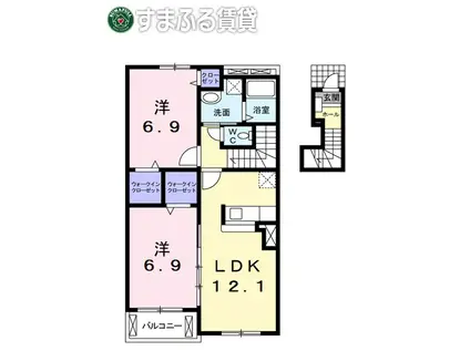 ジェルメI(2LDK/2階)の間取り写真