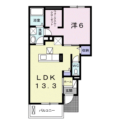 ラ・ルーチェ(1LDK/1階)の間取り写真