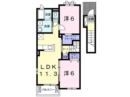 ランドマーク315 B(2LDK/2階)の間取り写真