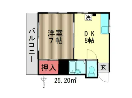 パールハイツ新大塚(1DK/1階)の間取り写真