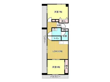 PARK ウエスト YOSHIDA(2LDK/4階)の間取り写真