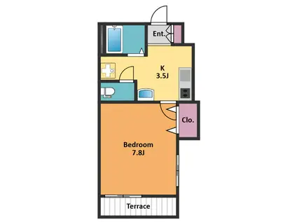 リバーサイドテラス(1K/1階)の間取り写真