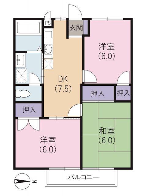ベルツリーI(3DK/2階)の間取り写真