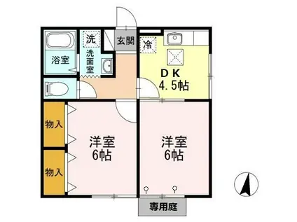 ゆぅ・こうぽ(2DK/1階)の間取り写真