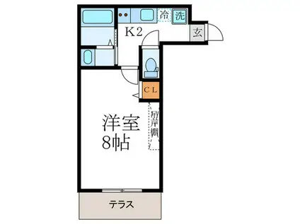 SAMSQUARE西陣(1K/1階)の間取り写真
