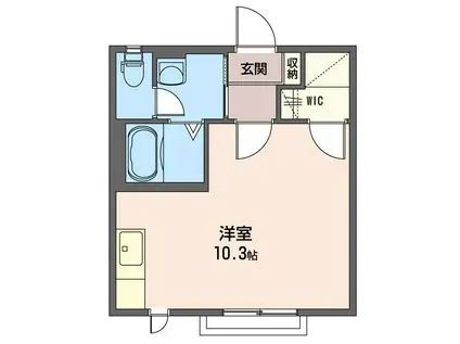 プランドールD棟(1K/2階)の間取り写真