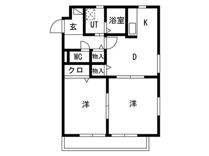オフリール滝ノ水 イースト・ウエスト(2DK/1階)の間取り写真