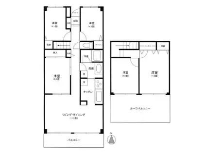 ジュネス(5LDK/8階)の間取り写真