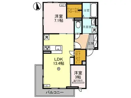 プリマヴェーラ(2LDK/3階)の間取り写真