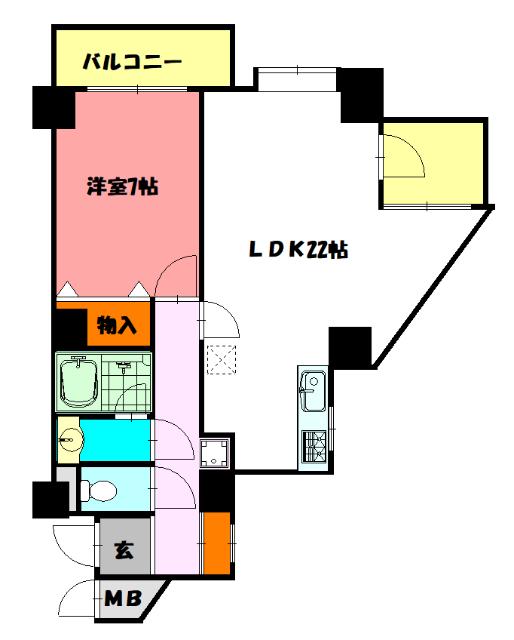 ライオンズマンション西明石(1LDK/8階)の間取り写真