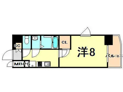 エスプレイス神戸グレース(1K/2階)の間取り写真