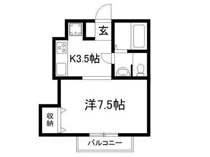 レジデンス・ヴェール(1K/2階)の間取り写真