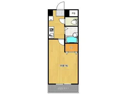 ウォーターフロント礎町(1K/3階)の間取り写真