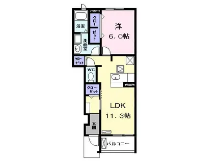 ノイ・グランツ(1LDK/1階)の間取り写真