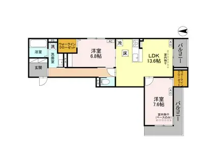 HERZ八日市(2LDK/1階)の間取り写真