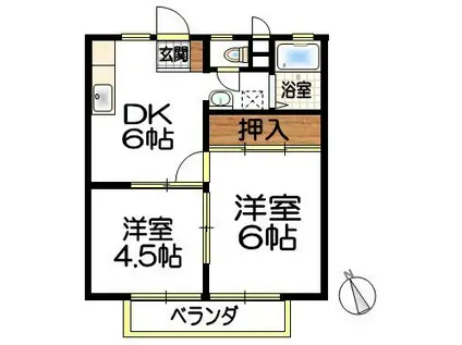 サンライフ新涯(2DK/2階)の間取り写真