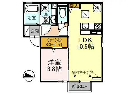 AGREABLE アグレアーブル(1LDK/1階)の間取り写真