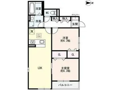 MAISON DE HIRO II(2LDK/1階)の間取り写真