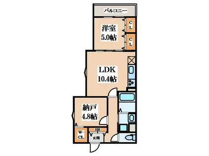 フォレストクリエオーレ枚岡弐番館(1SLDK/2階)の間取り写真