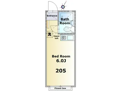 ヴィクトワール西千葉(ワンルーム/2階)の間取り写真