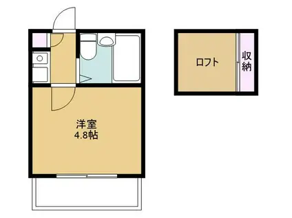 ビューハイム坂戸(1K/2階)の間取り写真