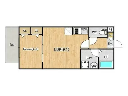 ジーメゾン八王子千人町サウス(1LDK/2階)の間取り写真