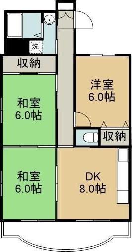 パープルセブンM(3DK/4階)の間取り写真
