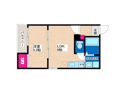 ALEGRIA平野本町II(1LDK/3階)の間取り写真